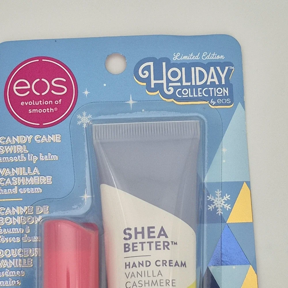 EOS Candy Cane Swirl Lip Balm & Vanilla Cashmere Hand Cream Lotion Holiday